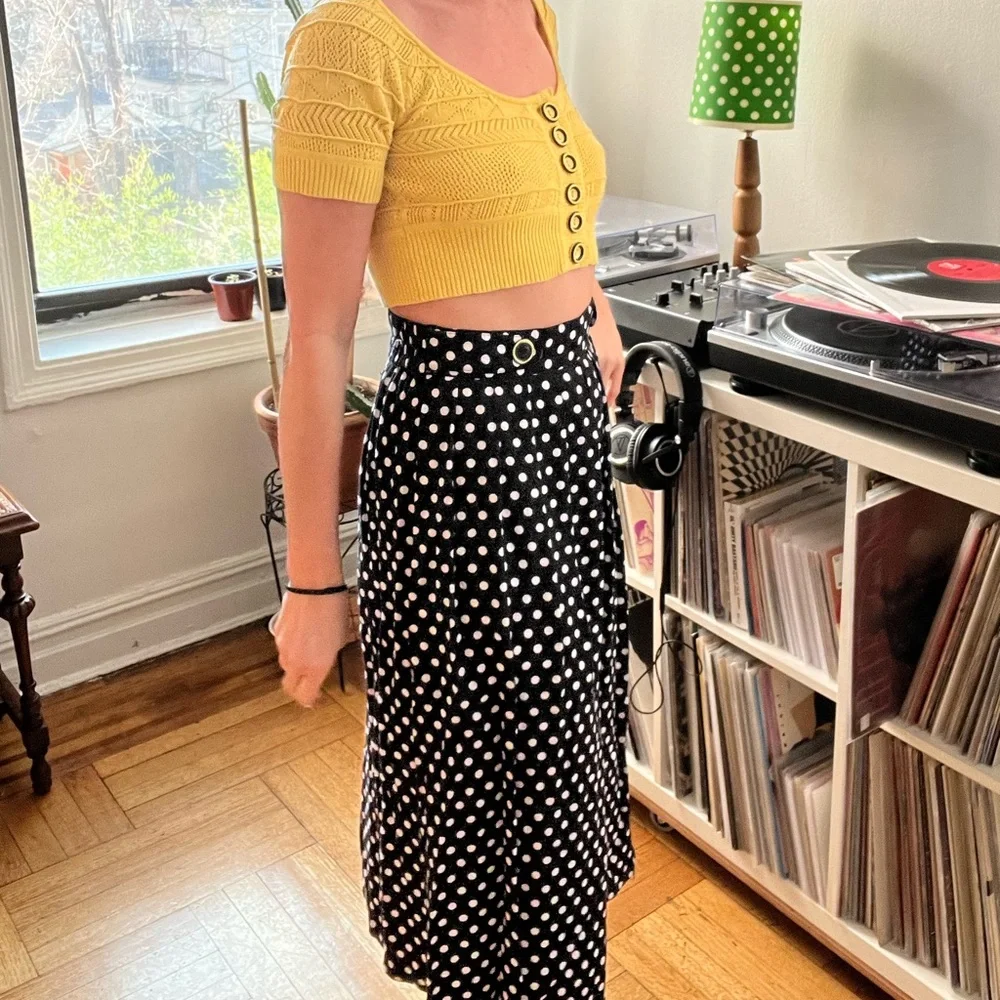 Vintage Black and white polka dot skirt by Norton McNaughton, petites sz 6 - Picture 3 of 6